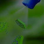 An image of nozzle spraying genetic materail