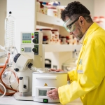 Eye researcher in laboratory
