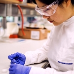 Researcher in Dow Centre laboratory