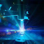 Material illuminated with blue light
