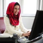 Woman at a computer